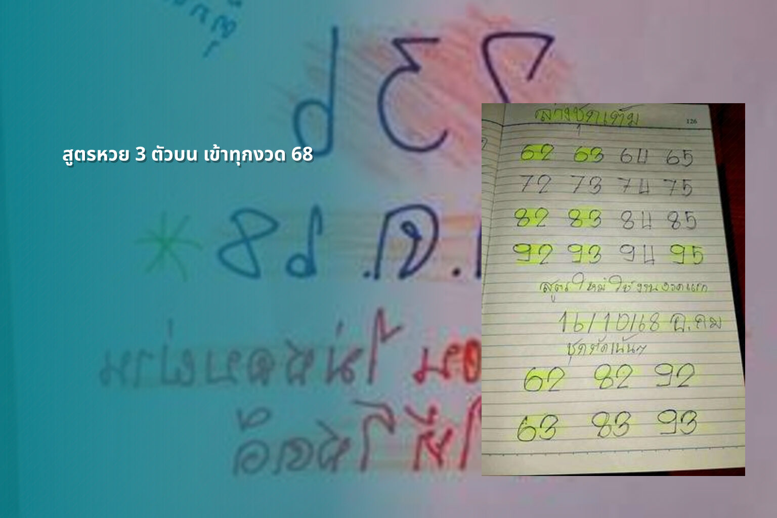 สูตรหวย 3 ตัวบน เข้าทุกงวด 68 - สูตรหวย