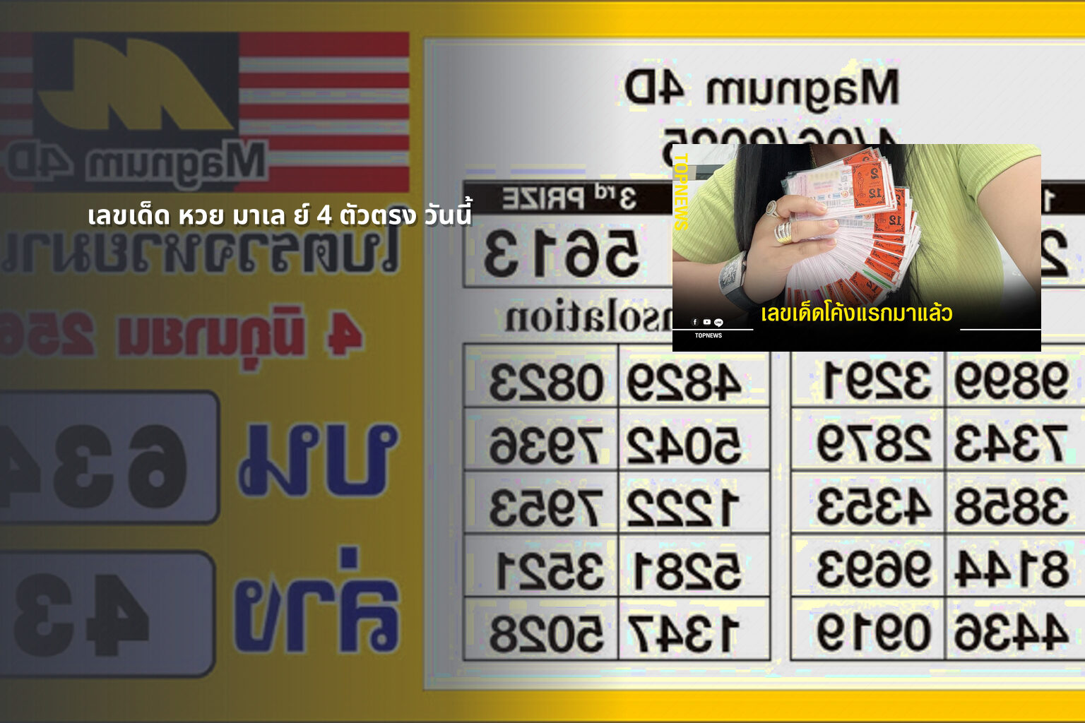 เลขเด็ด หวย มาเล ย์ 4 ตัวตรง วันนี้ - lottery numbers for today