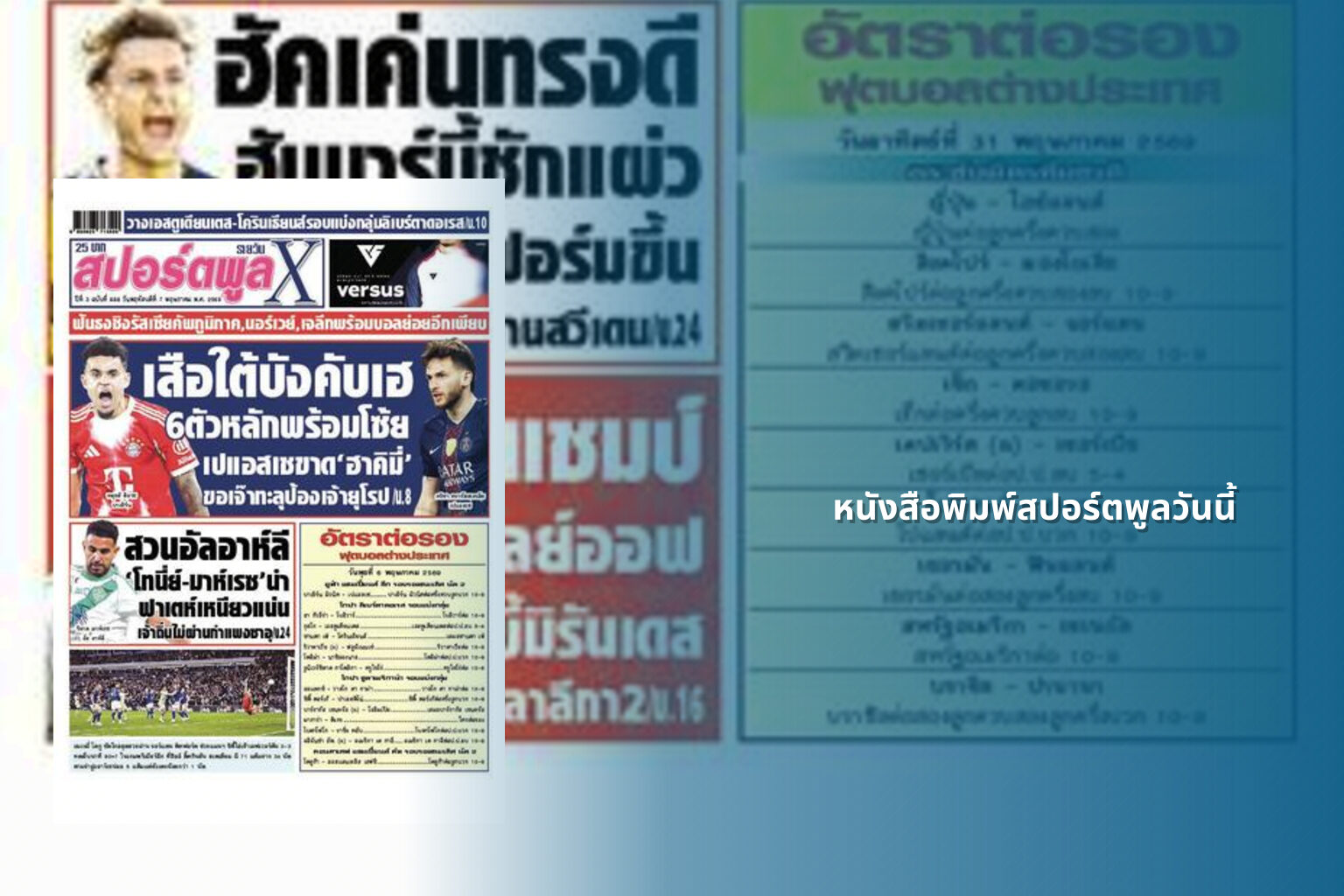 หนังสือพิมพ์สปอร์ตพูลวันนี้ - sports news
