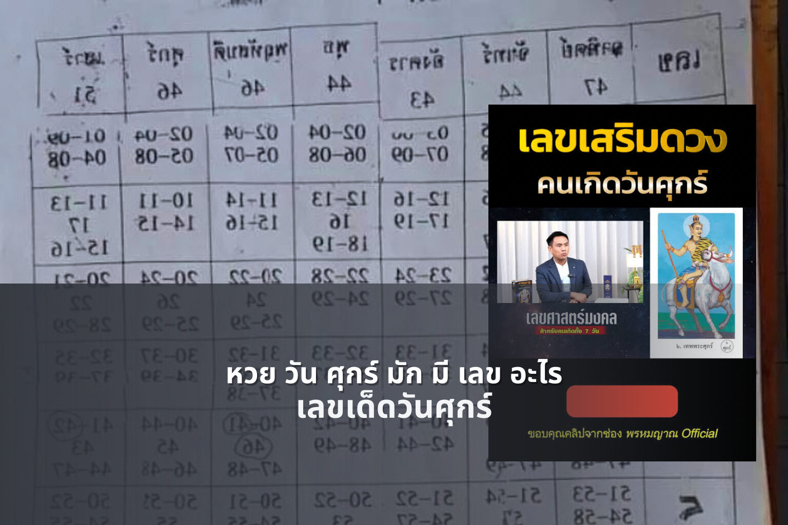 หวย วัน ศุกร์ มัก มี เลข อะไร เลขเด็ดวันศุกร์
