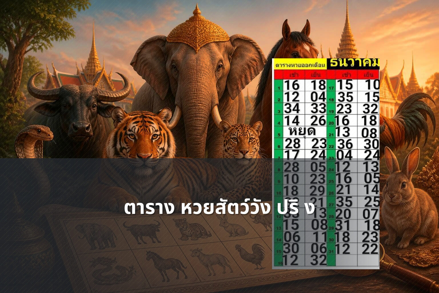 ตาราง หวยสัตว์วัง ปริ ง - หวยสัตว์