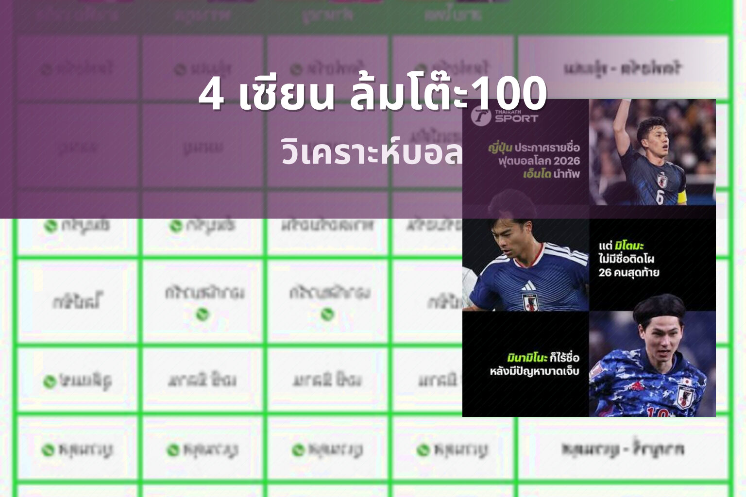 4 เซียน ล้มโต๊ะ100 - sports analysis