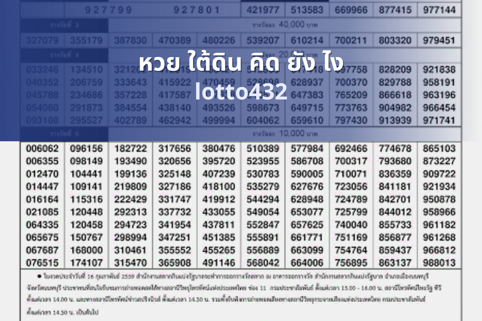 หวย ใต้ดิน คิด ยัง ไง lotto432