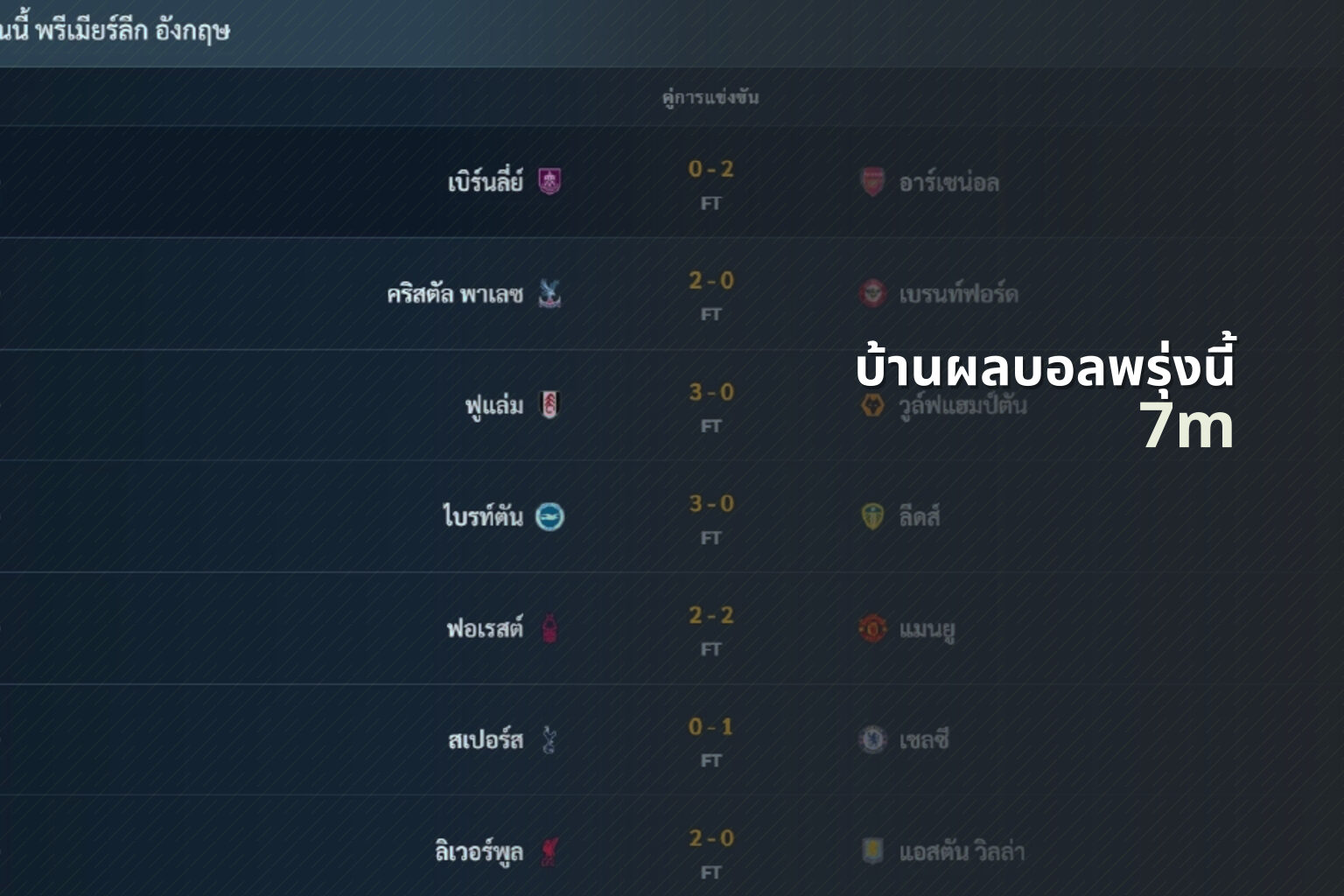 บ้านผลบอลพรุ่งนี้ 7m