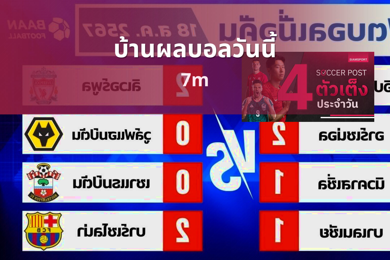 บ้านผลบอลวันนี้ 7m
