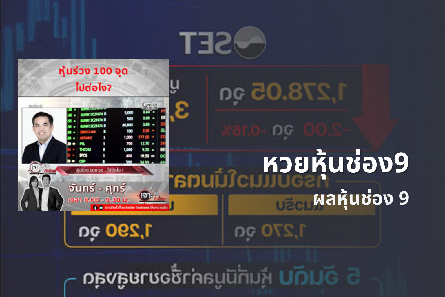 หวยหุ้นช่อง9 - ผลหวยหุ้นไทยช่อง 9 และเลขบนล่างตามรอบประกาศ