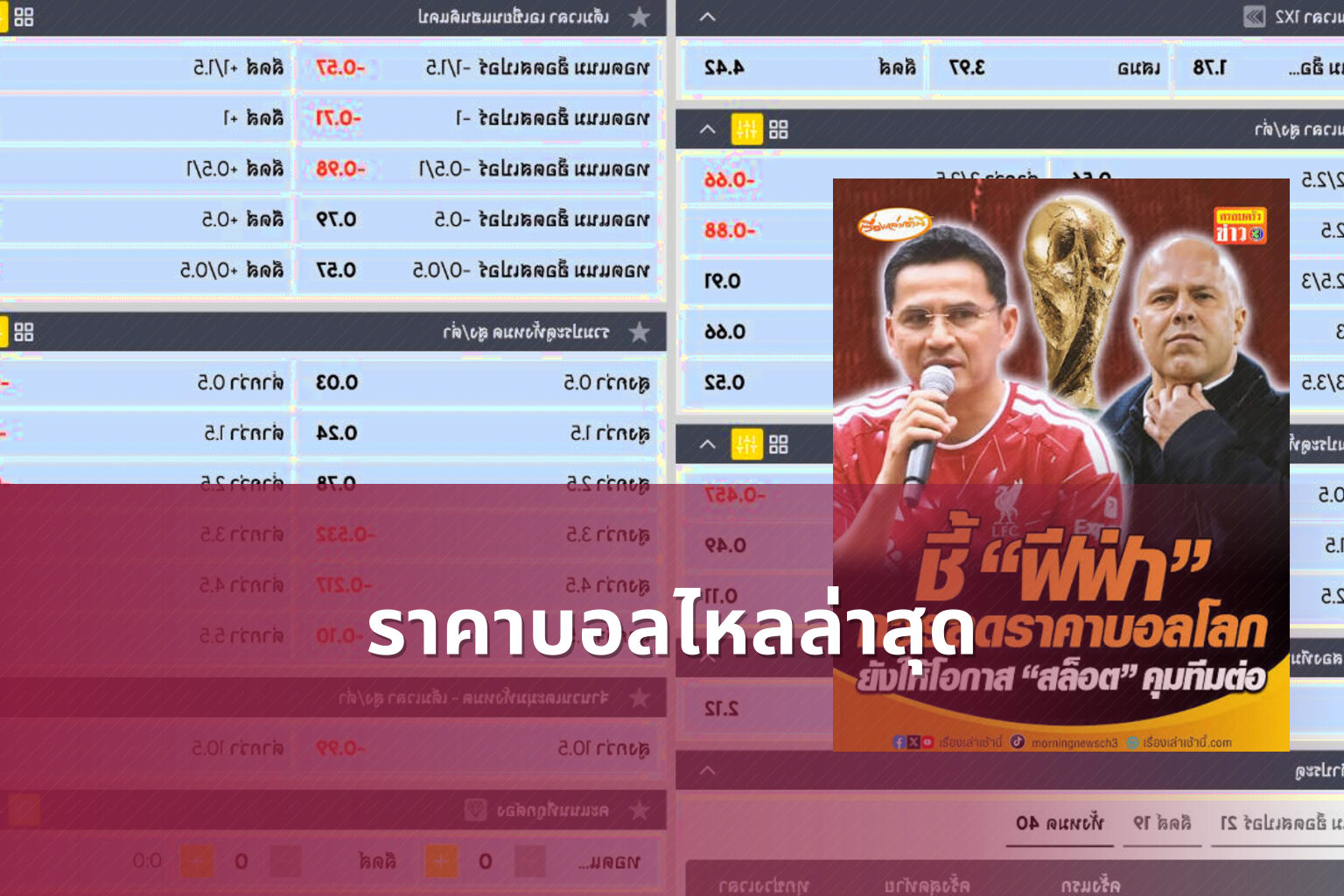 ราคาบอลไหลล่าสุด - sports betting odds