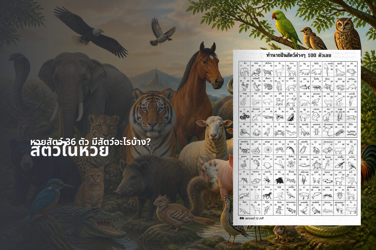 หวยสัตว์ 36 ตัว มีสัตว์อะไรบ้าง? - animal lottery