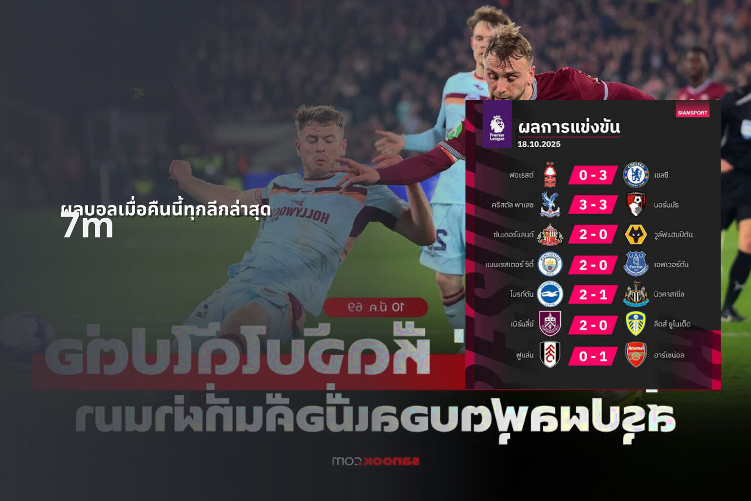 ผลบอลเมื่อคืนนี้ทุกลีกล่าสุด 7m