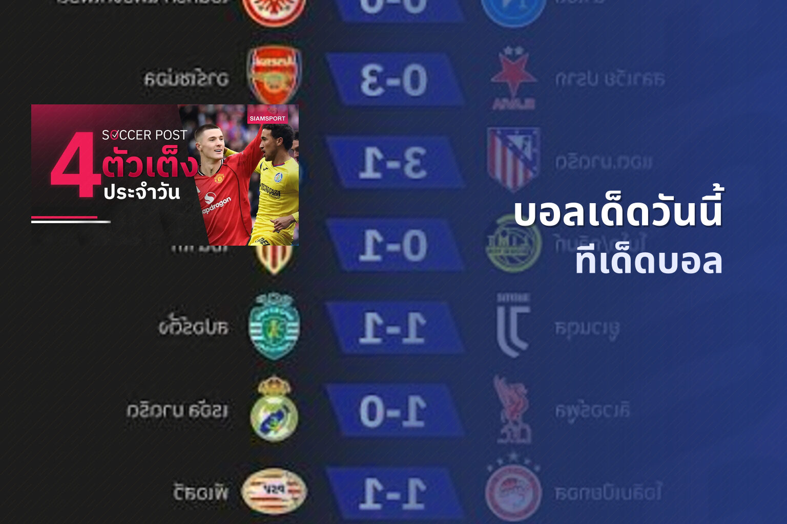 บอลเด็ดวันนี้ ทีเด็ดบอล