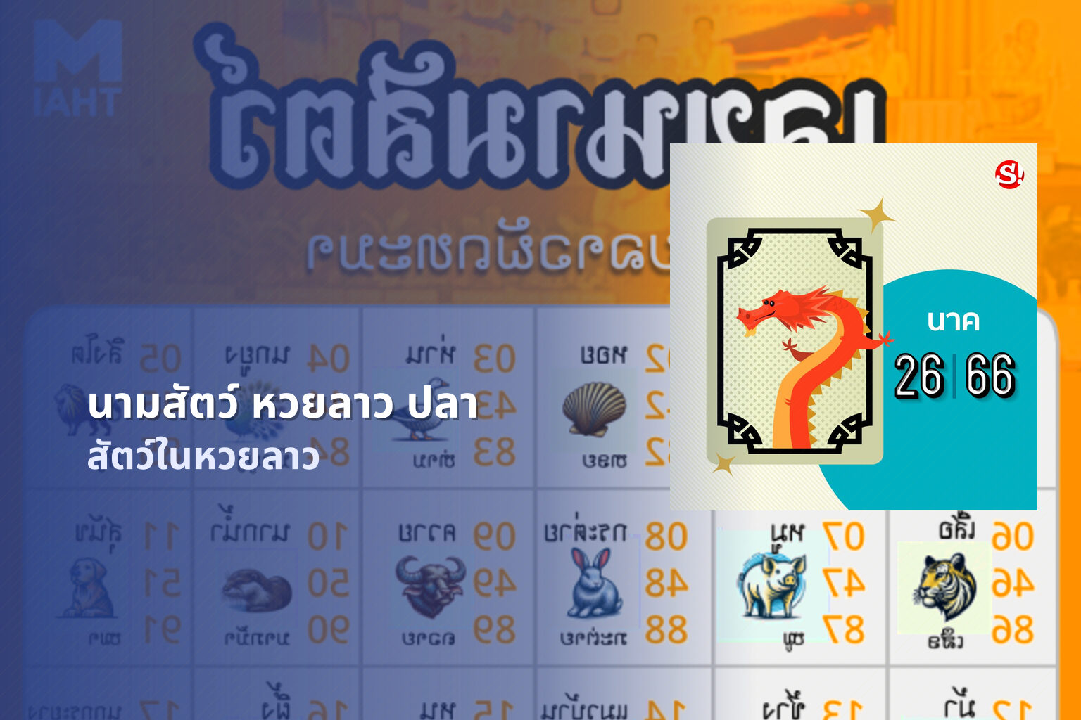 นามสัตว์ หวยลาว ปลา สัตว์ในหวยลาว