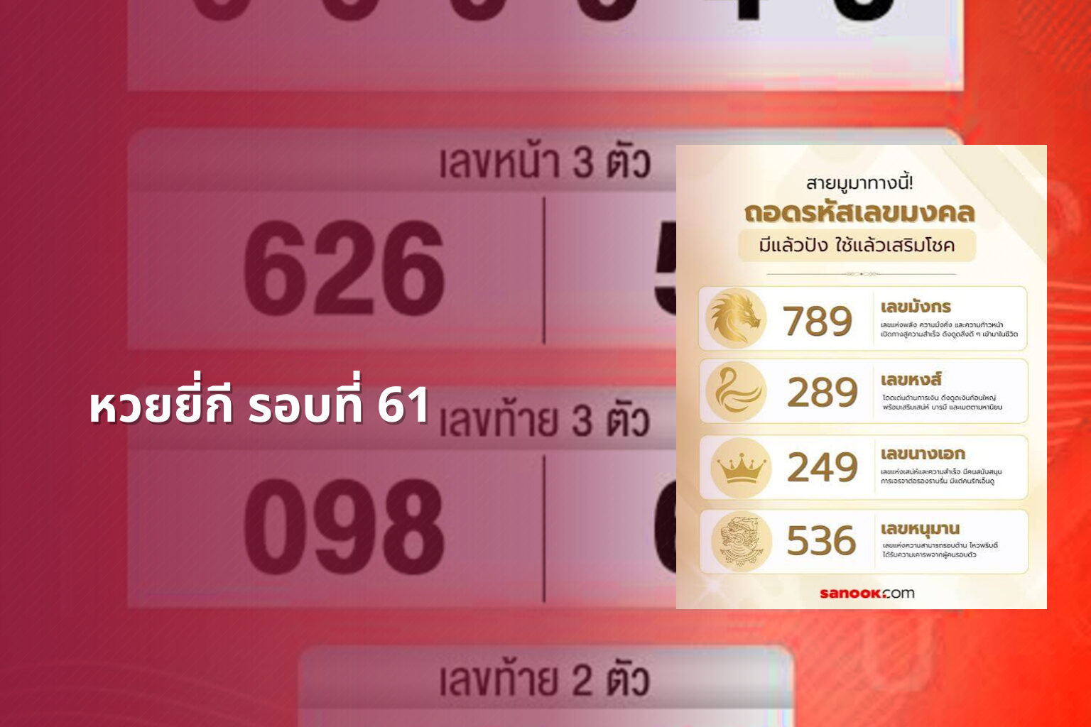 หวยยี่กี รอบที่ 61 - lottery rounds