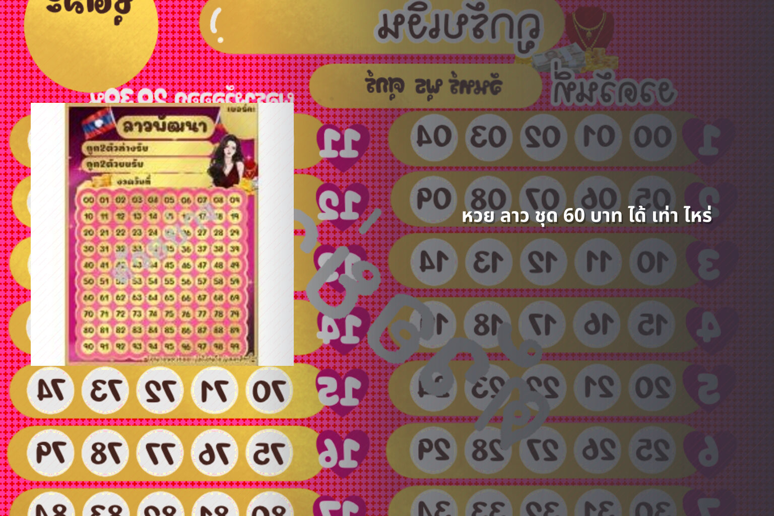 หวย ลาว ชุด 60 บาท ได้ เท่า ไหร่ - lottery winnings