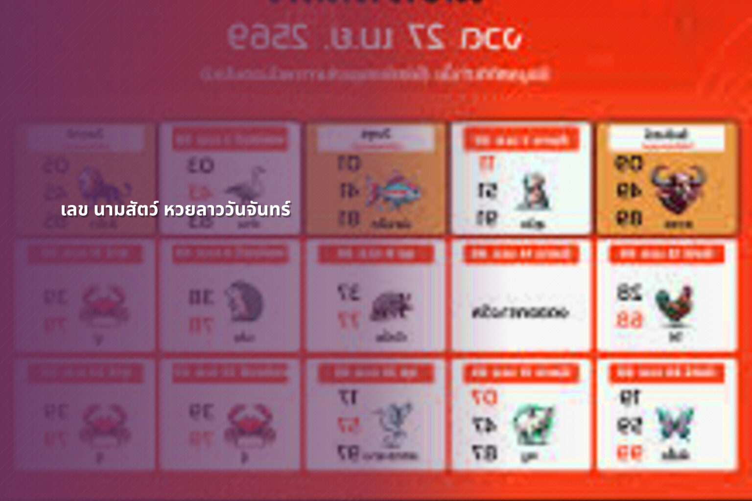 เลข นามสัตว์ หวยลาววันจันทร์ - หวยลาว