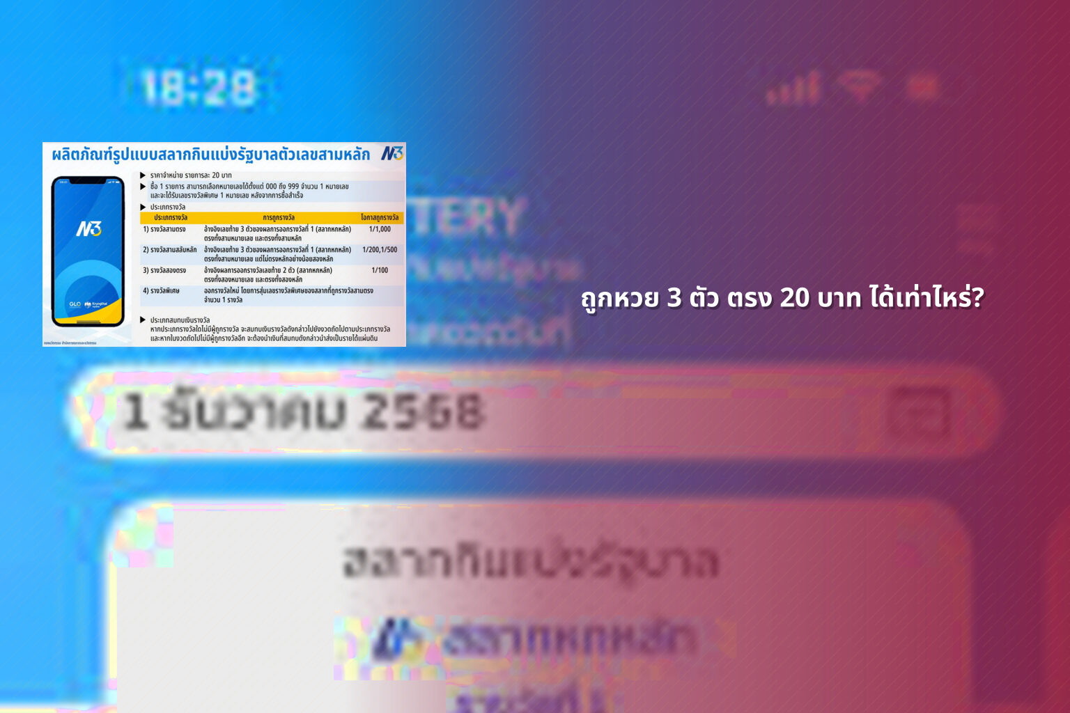 ถูกหวย 3 ตัว ตรง 20 บาท ได้เท่าไหร่? - หวย