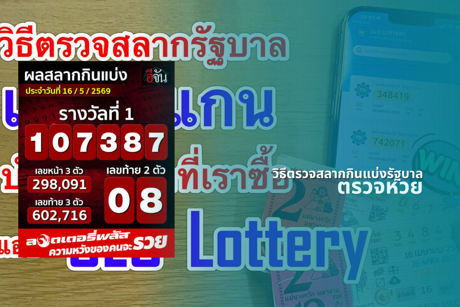 วิธีตรวจสลากกินแบ่งรัฐบาล ตรวจหวย
