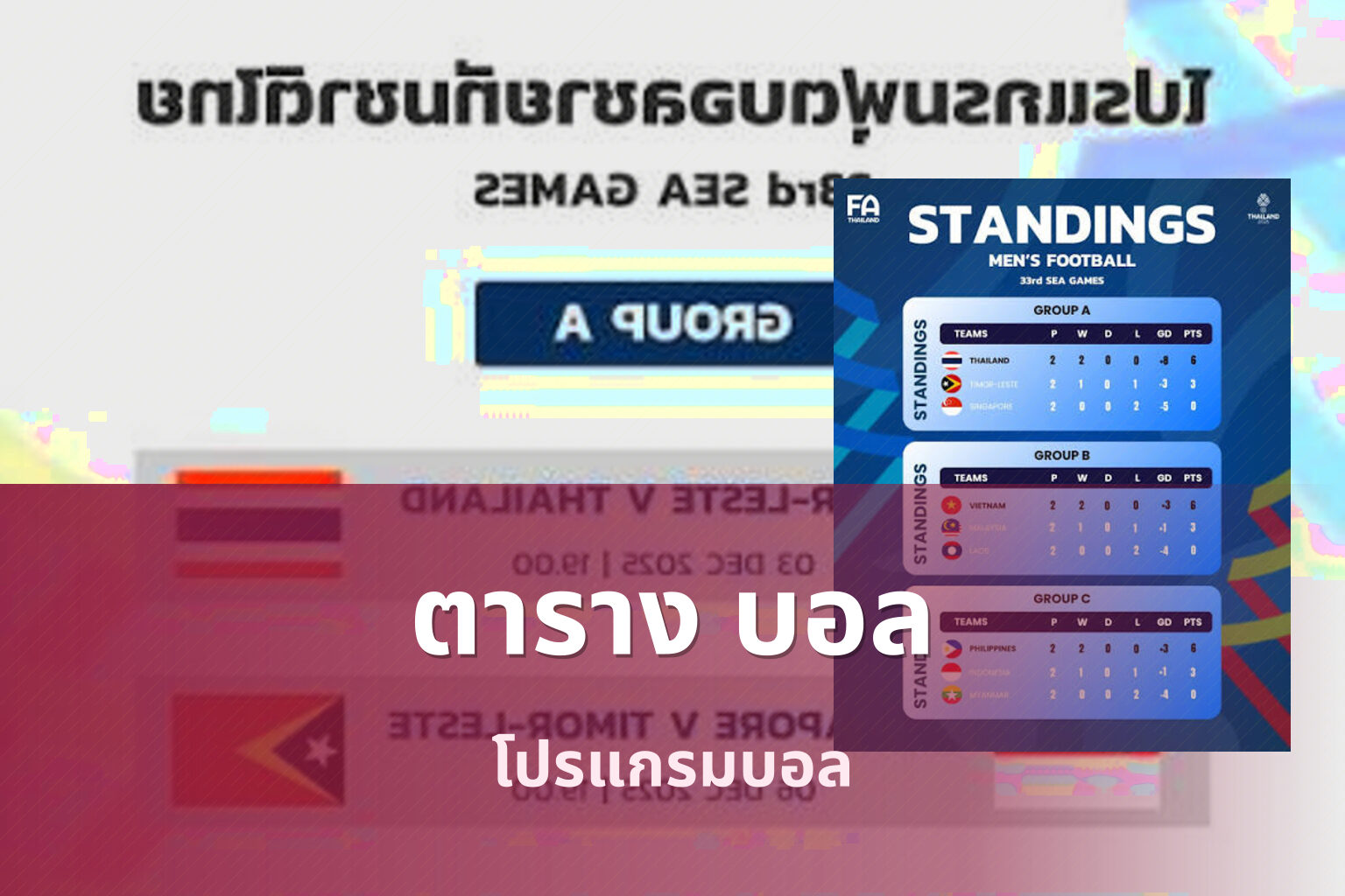 ตาราง บอล โปรแกรมบอล