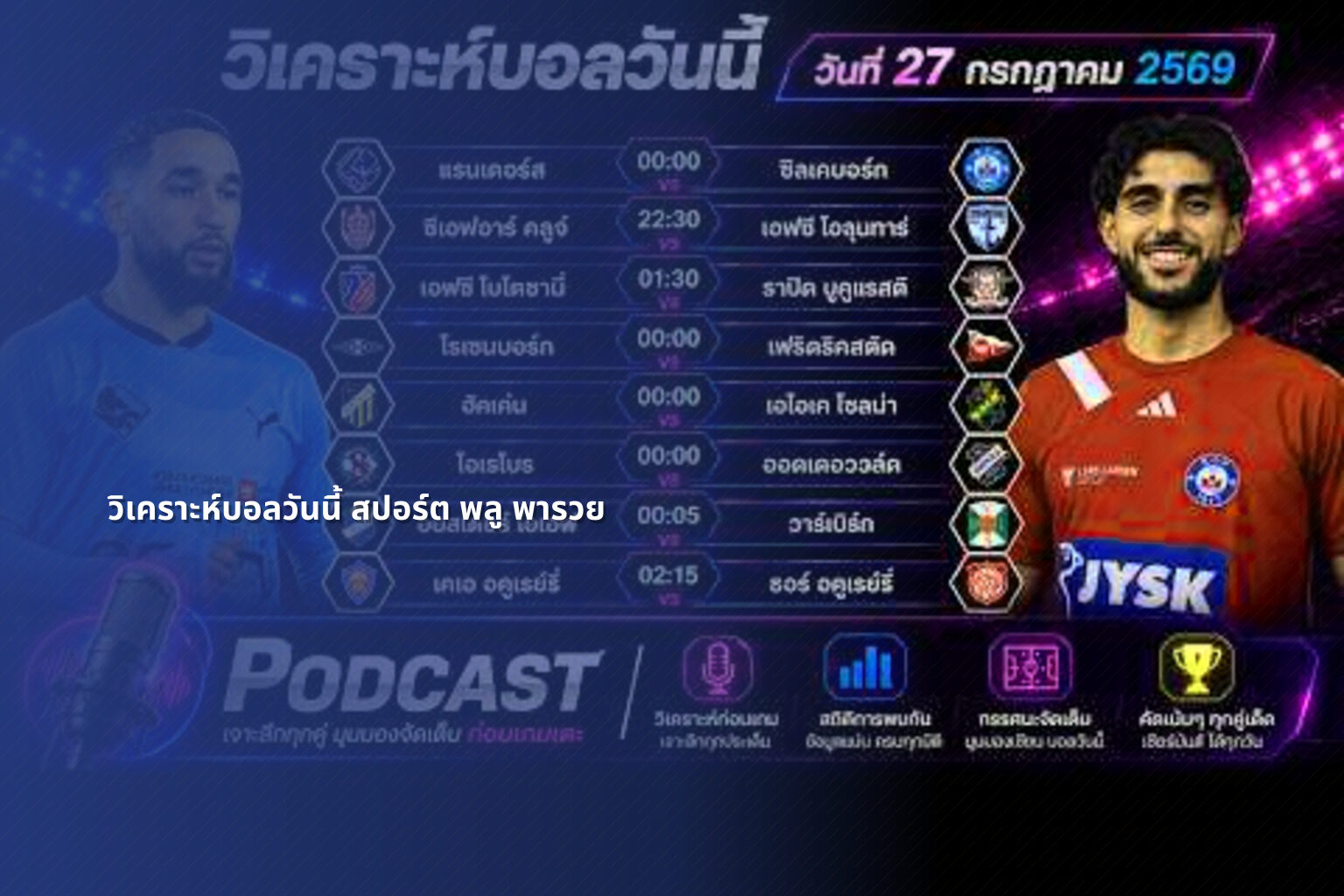 วิเคราะห์บอลวันนี้ สปอร์ต พลู พารวย - football analysis