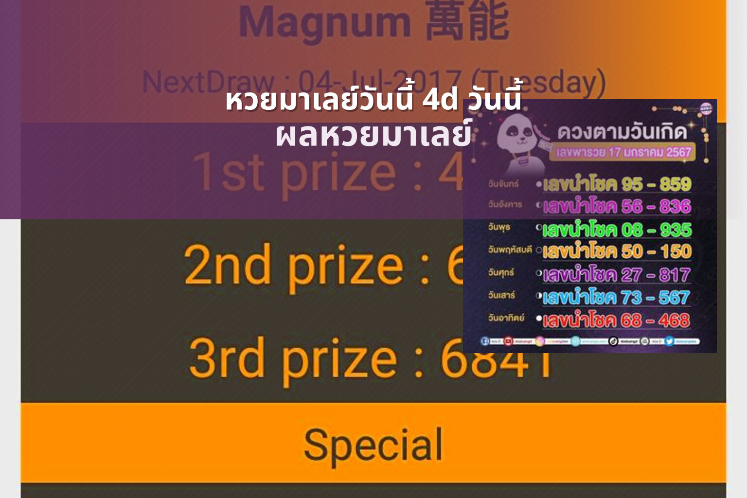 หวยมาเลย์วันนี้ 4d วันนี้ - lottery results