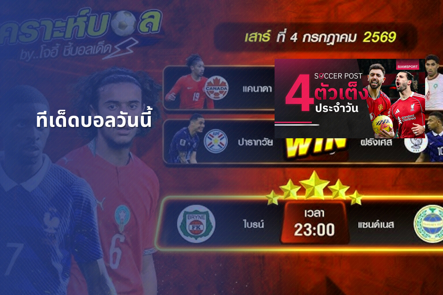 ทีเด็ดบอลวันนี้ - sports predictions