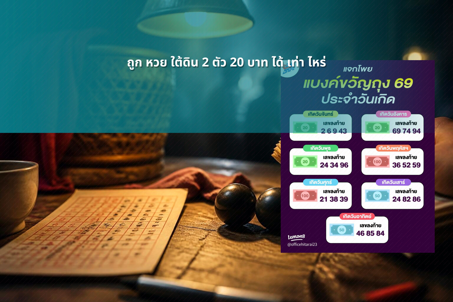 ถูก หวย ใต้ดิน 2 ตัว 20 บาท ได้ เท่า ไหร่ - หวยใต้ดิน