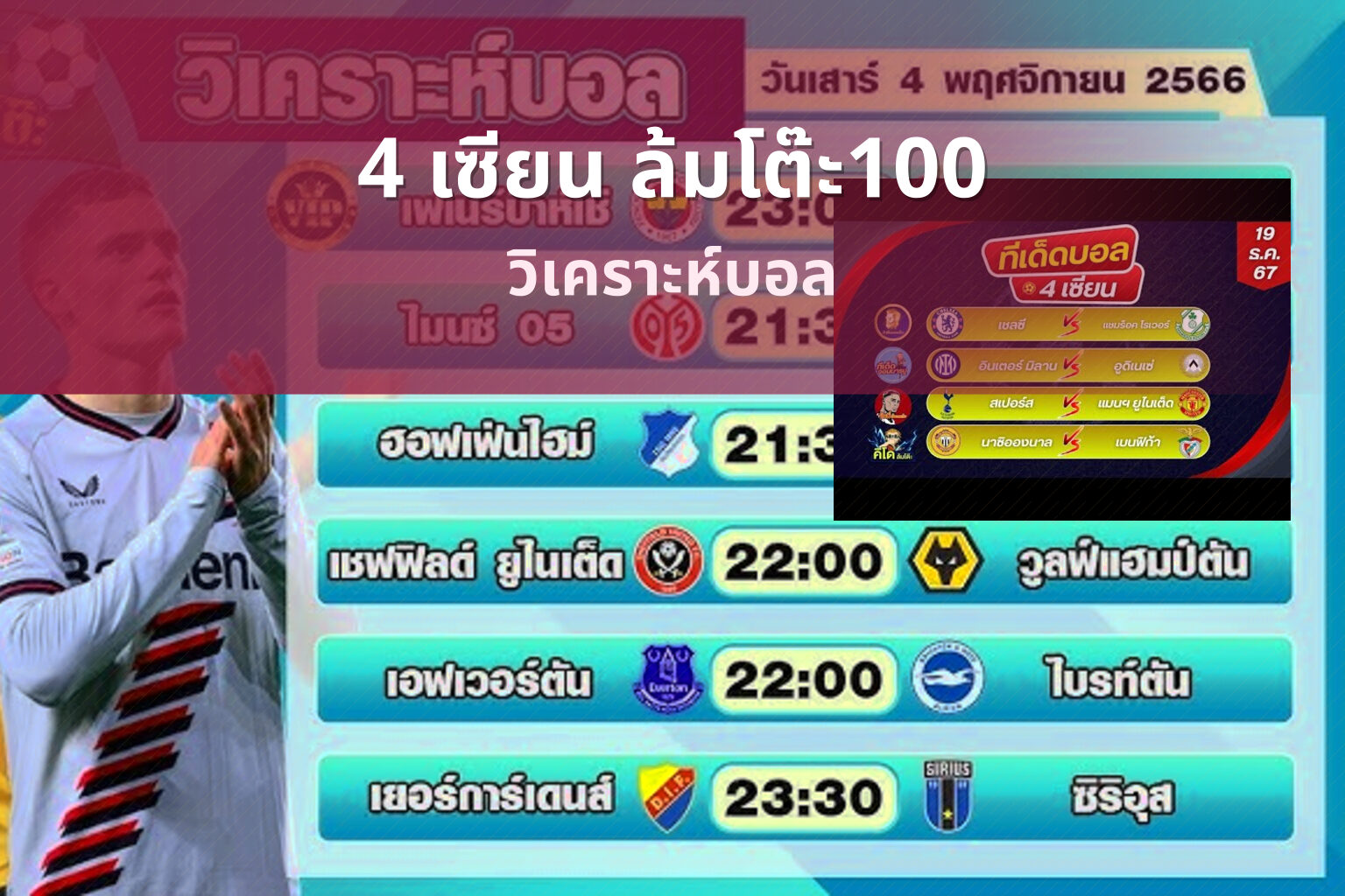 4 เซียน ล้มโต๊ะ100 วิเคราะห์บอล