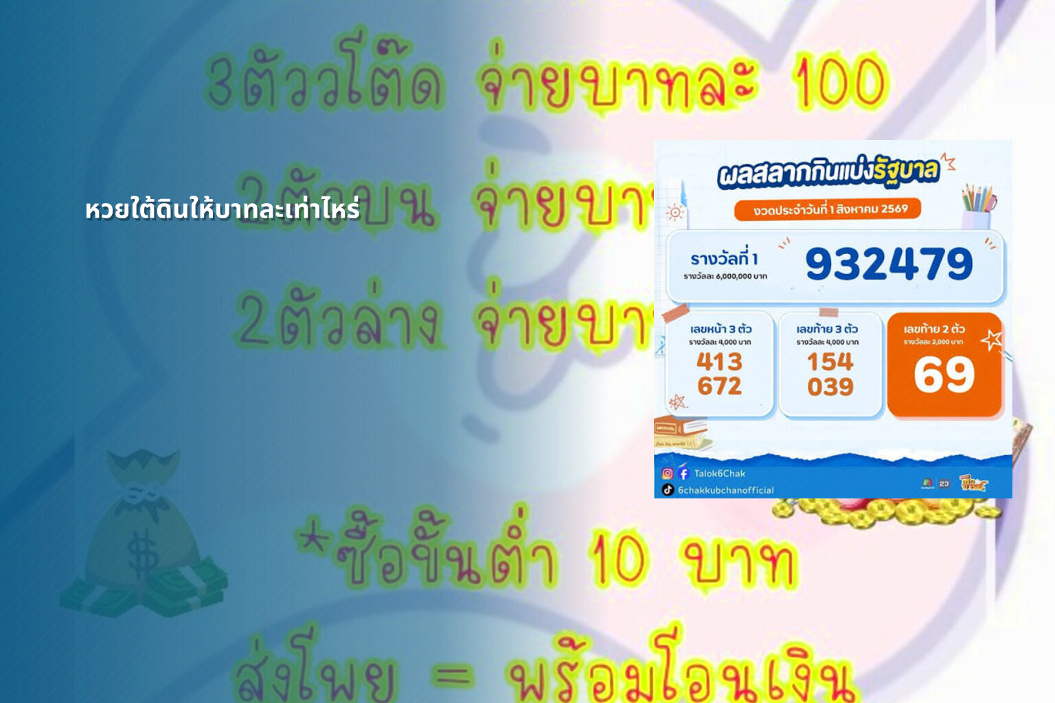 หวยใต้ดินให้บาทละเท่าไหร่ - หวยใต้ดิน