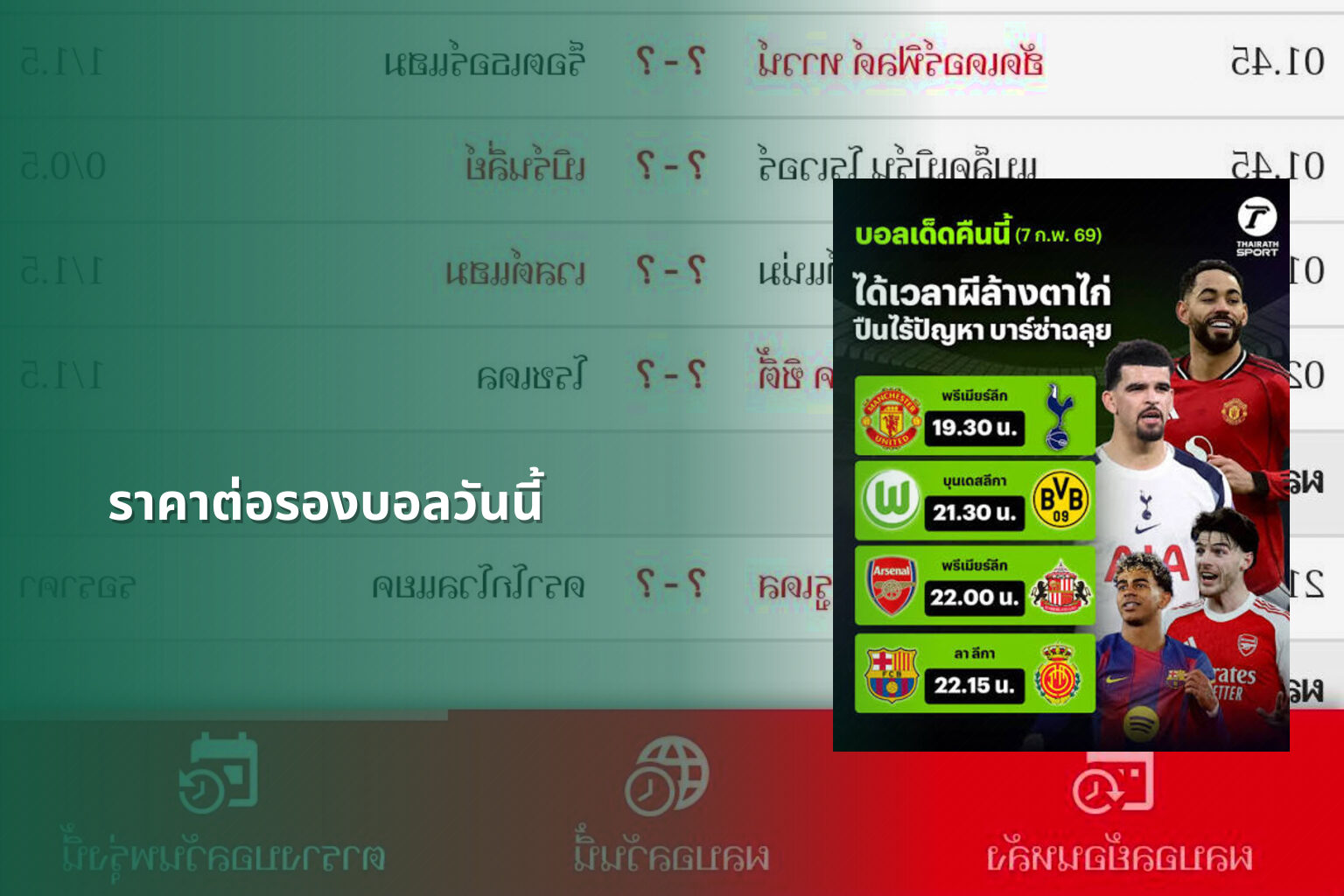 ราคาต่อรองบอลวันนี้ - sports odds