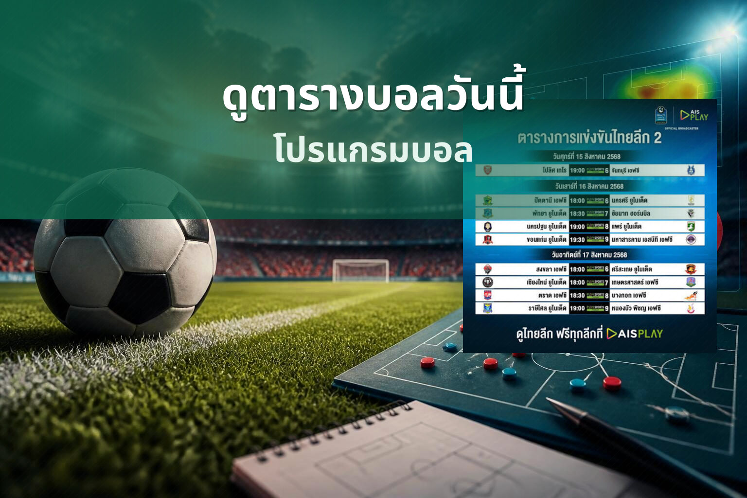 ดูตารางบอลวันนี้ - football schedule