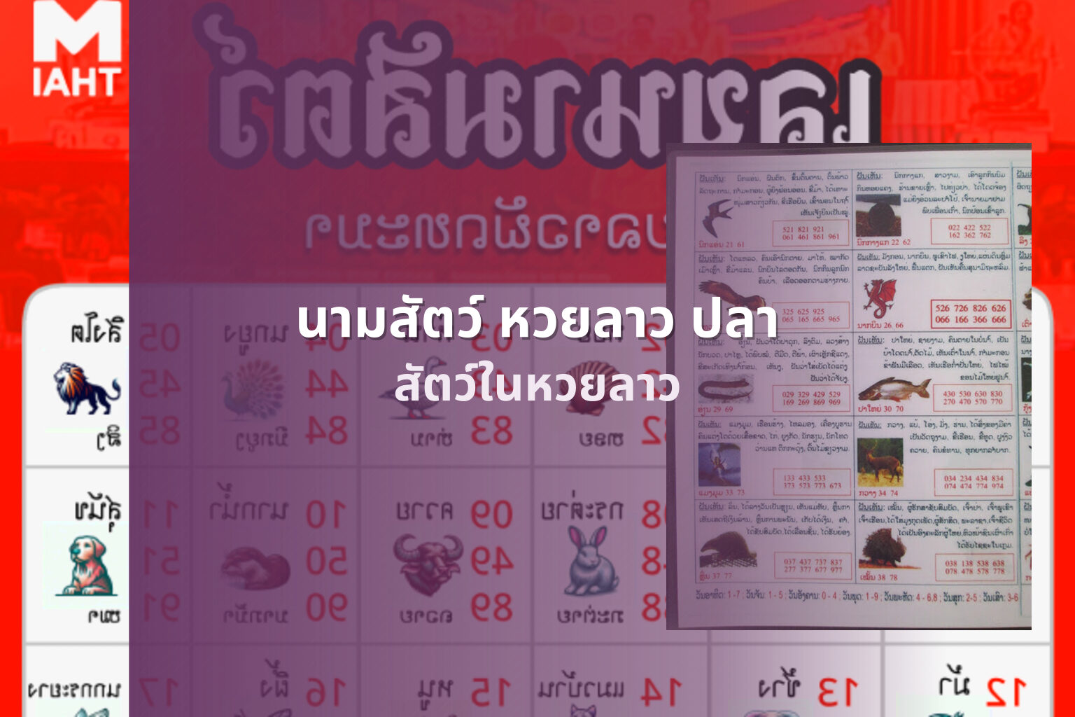 นามสัตว์ หวยลาว ปลา สัตว์ในหวยลาว