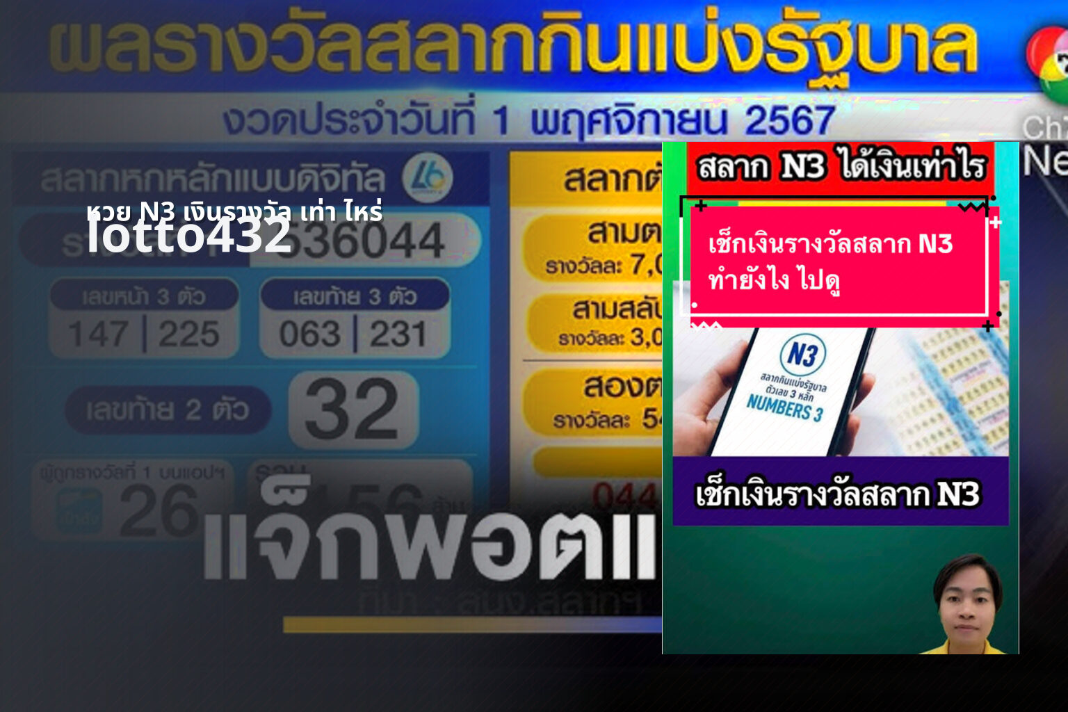 หวย N3 เงินรางวัล เท่า ไหร่ lotto432