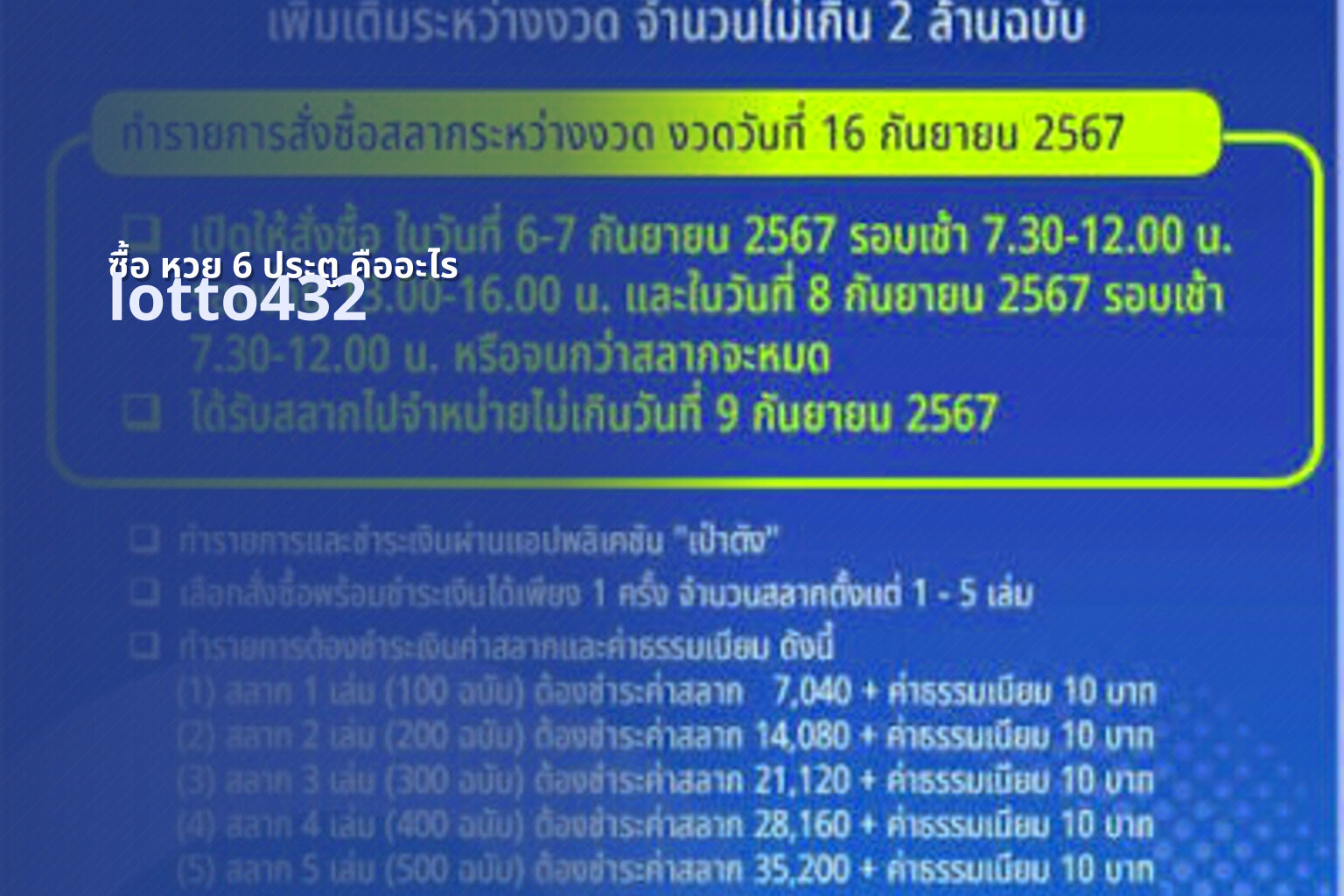 ซื้อ หวย 6 ประตู คืออะไร lotto432