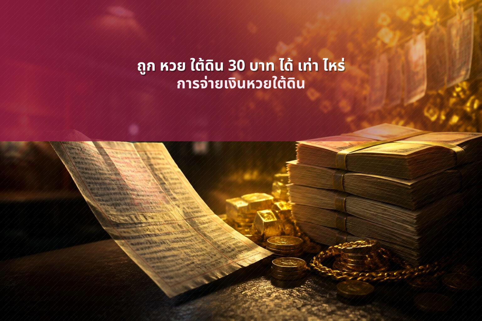 ถูก หวย ใต้ดิน 30 บาท ได้ เท่า ไหร่ การจ่ายเงินหวยใต้ดิน
