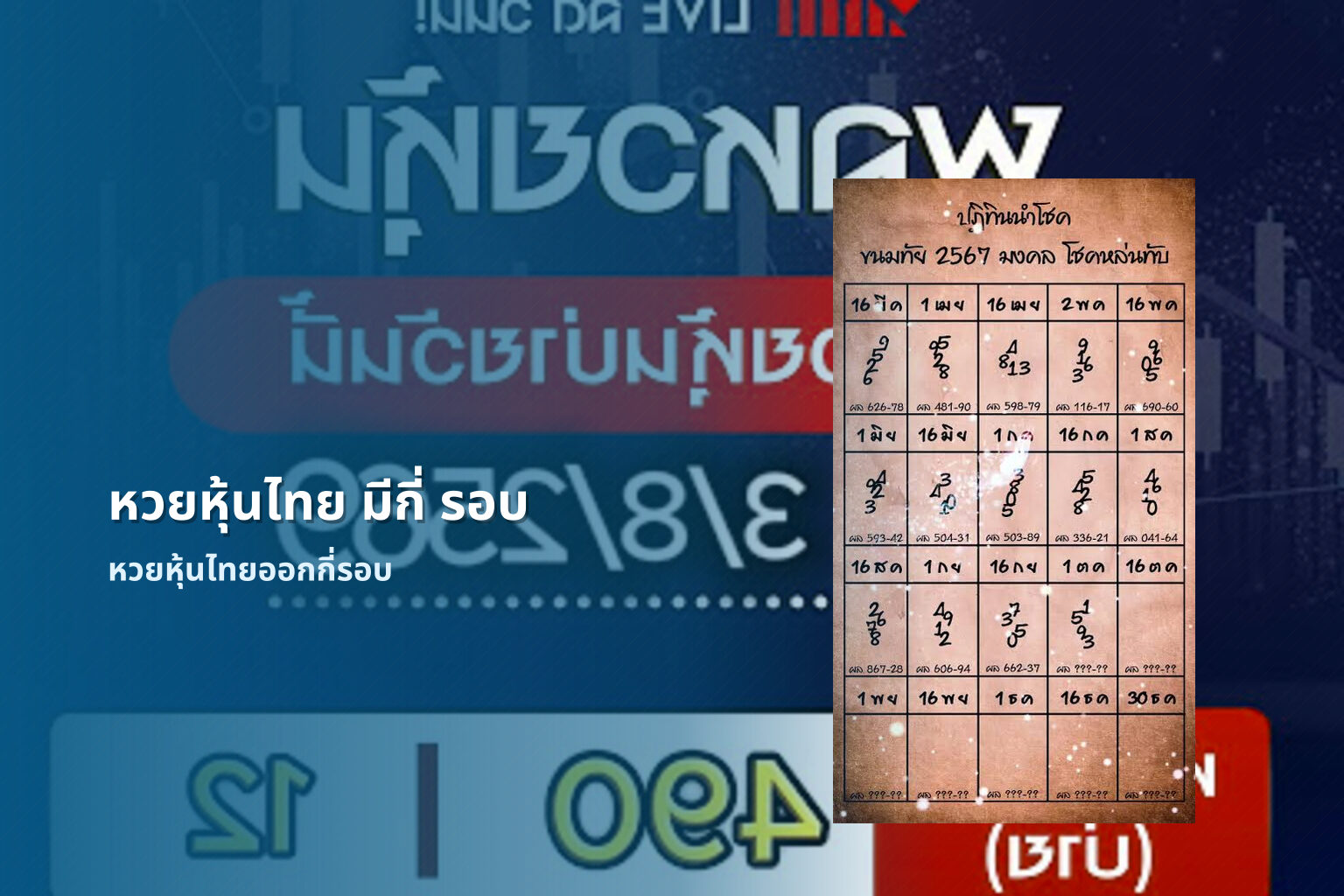 หวยหุ้นไทย มีกี่ รอบ หวยหุ้นไทยออกกี่รอบ