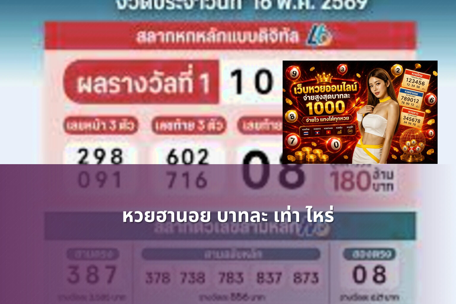 หวยฮานอย บาทละ เท่า ไหร่ - หวยฮานอย
