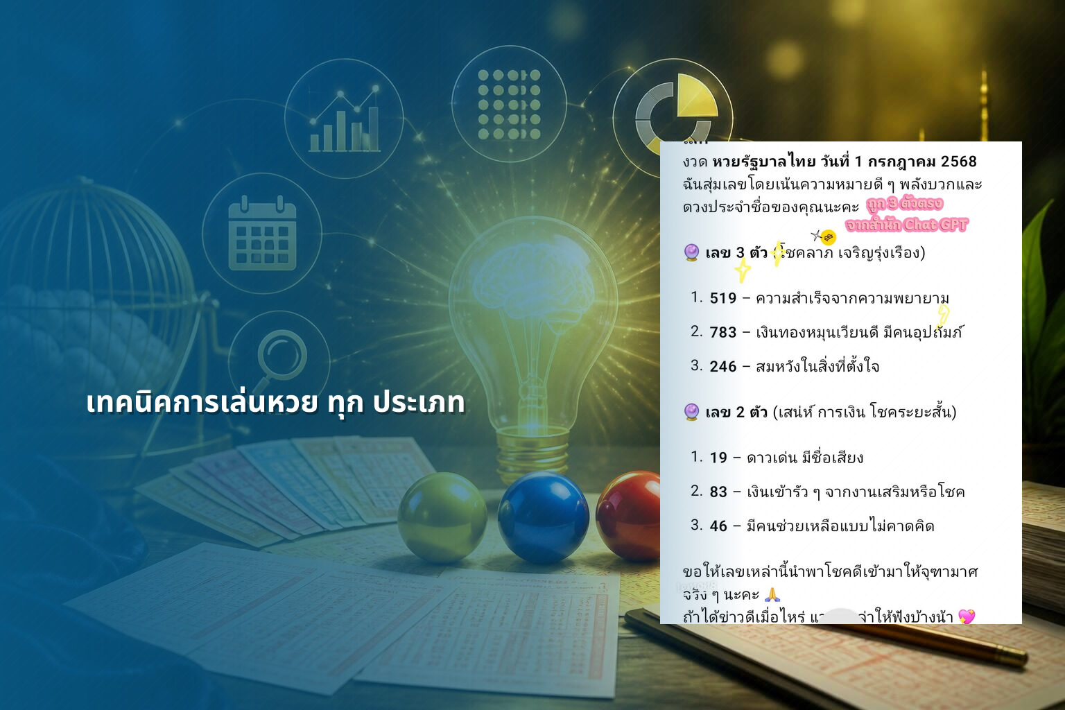 เทคนิคการเล่นหวย ทุก ประเภท - lottery techniques
