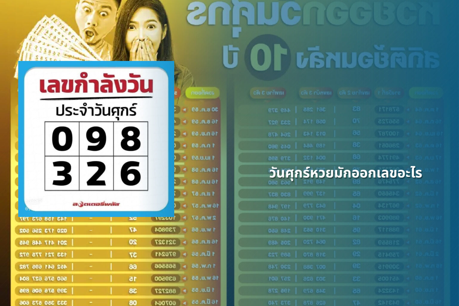 วันศุกร์หวยมักออกเลขอะไร - หวย