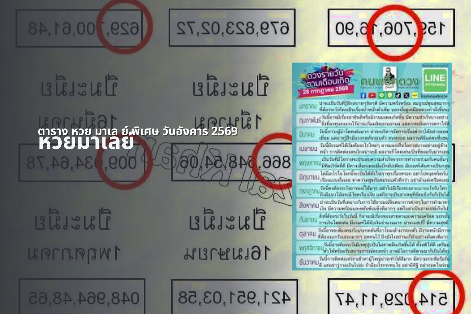 ตาราง หวย มาเล ย์ พิเศษ วันอังคาร 2569 หวยมาเลย์