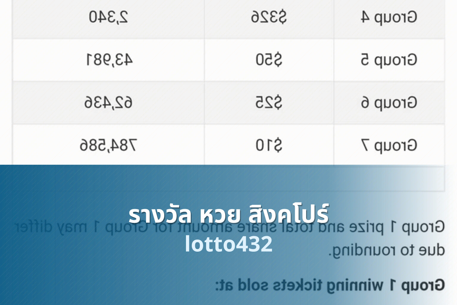 รางวัล หวย สิงคโปร์ - Singapore lottery prize