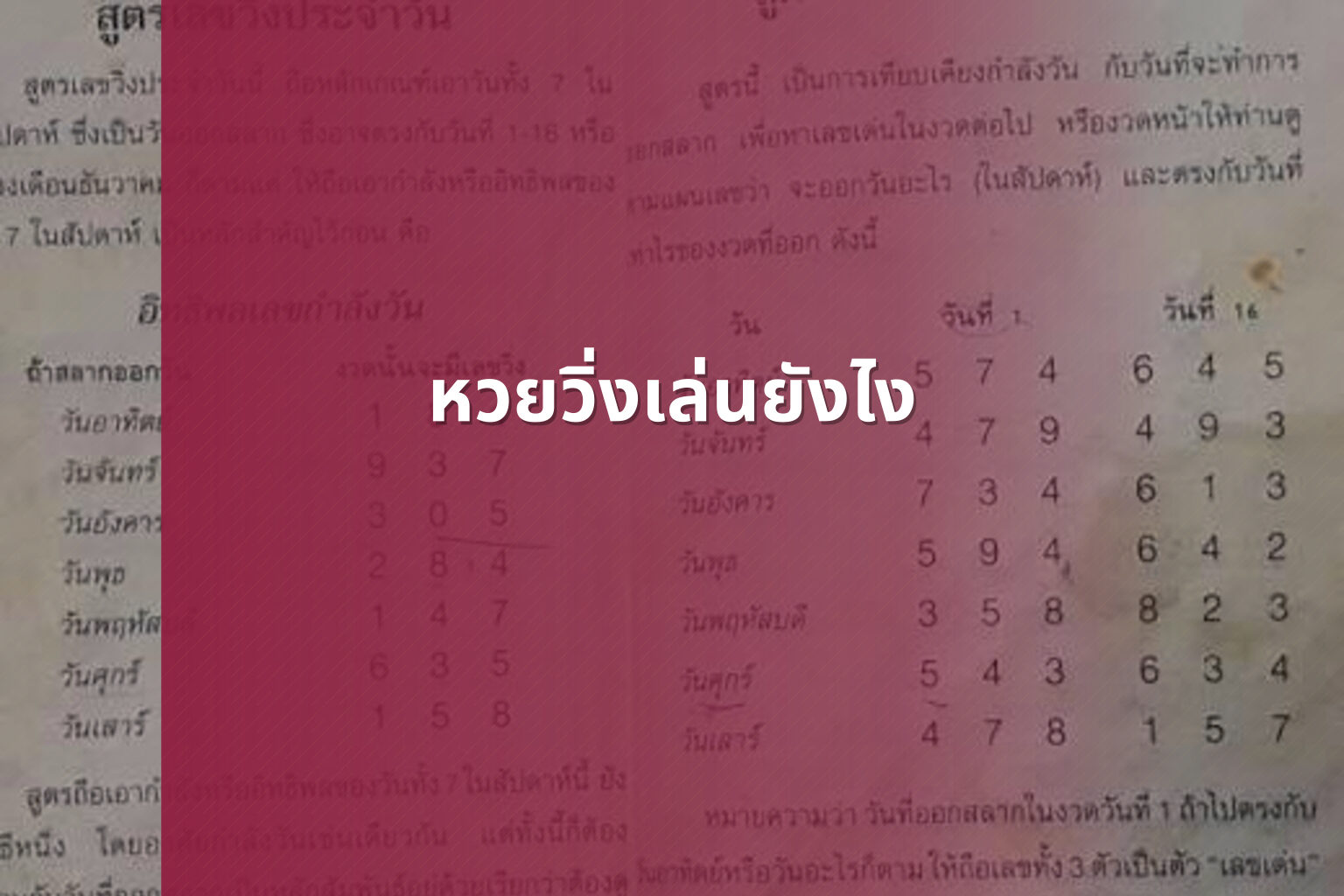 หวยวิ่งเล่นยังไง - lottery playing method